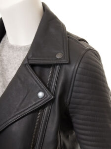 Women Black Biker Leather Jacket - Mauve Tree - Image 4