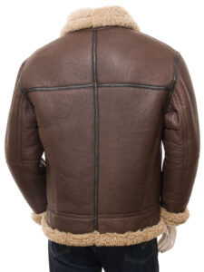 Men Vintage Brown Shearling Jacket - Mauve Tree - Image 2