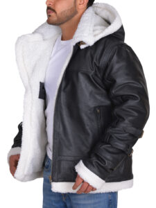 Shearling Black Leather Jacket - Image 3