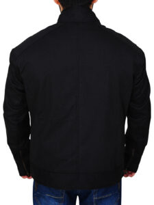 Men's Simple Black Cotton Jacket - Image 2
