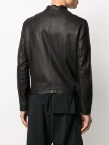 Men Wood Brown Leather Jacket - Image 2