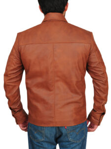 Vintage Brown Men Leather Jacket - Image 2