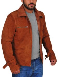 Men Brown Suede Leather Jacket - Image 3