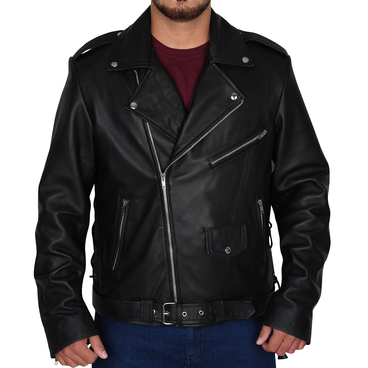 trending-leather-jacket.jpg Black Lapel Style Leather Jacket - Image 1