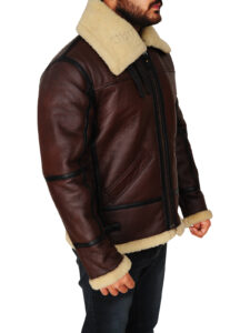 Men Shearling B3 Bomber Jacket - Mauve Tree - Image 4