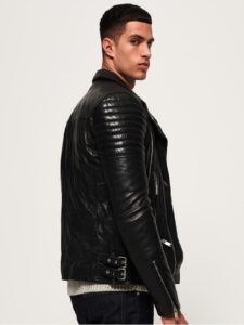 Men Wrinkled Leather Jacket - Image 2