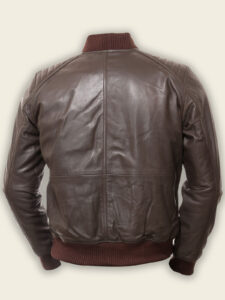 Men Dark Brown Bomber Jacket - Image 2