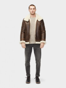 Men Aviator Shearling Leather Jacket