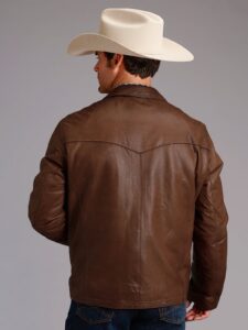 Men Cowboy Leather Jacket - Mauve Tree - Image 2