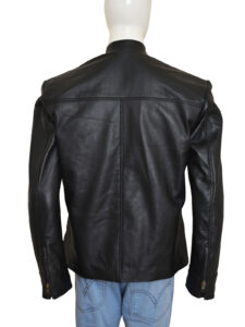 Simple Black Men Leather Jacket - Image 2