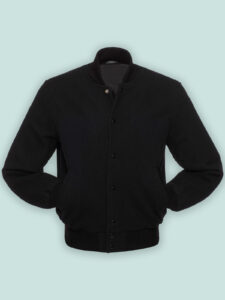 Solid Black Varsity Jacket - Image 3