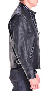 Simple Men's Black Leather Jacket - Image 3