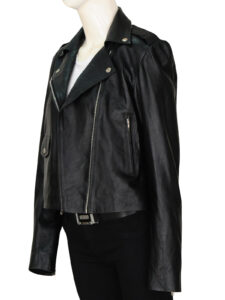 Black Biker Leather Jacket Women - Image 4