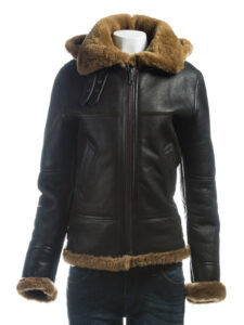 Women B3 Bomber Shearling Leather Jacket - Image 3