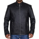 Simple Black Faux Leather Jacket - Image 4