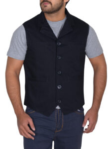 Simple Black Cotton Vest - Image 4