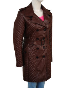 Brown Double Breasted Women Coat - Image 3