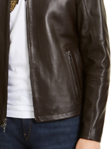 Brown Casual Leather Jacket For Men - Image 2
