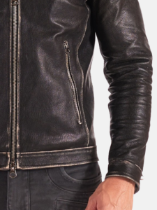 Adjustable Lambskin Leather Biker Jacket - Image 3