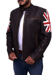 England Flag Biker Leather Jacket - Image 4
