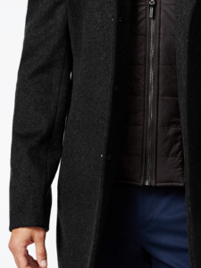 Black Slim Fit Leather Overcoat For Men - Image 3