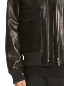 Black Lambskin Leather Jacket For Men - Image 3