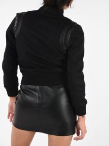 Women Slim Fit Black Varsity Jacket - Mauve Tree - Image 2