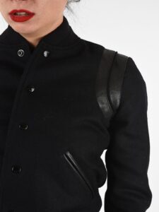 Women Slim Fit Black Varsity Jacket - Mauve Tree - Image 3
