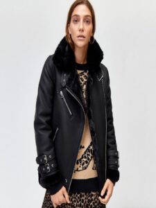 Women Oversized Black Leather Jacket