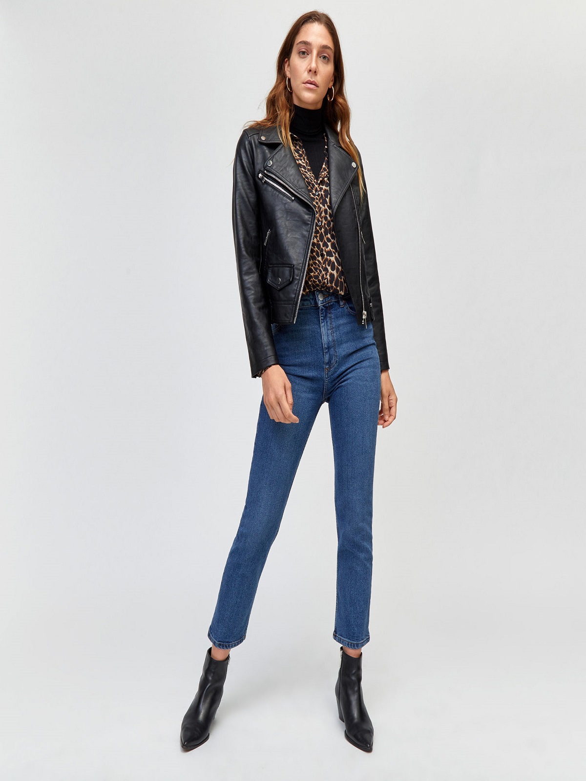 warehouse_03218477_3.jpg Women Coal Black Biker Jacket - Image 1