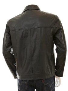 Men's Black Harrington Leather Jacket - Mauve Tree - Image 3