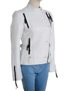 Soft White Women Leather Jacket - Image 3