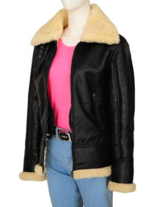 Women's Black Shearling B3 Jacket - Image 5