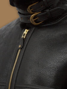 Women Pure Black B3 Shearling Jacket - Image 4