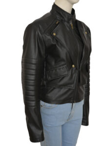 Women Black Brando Jacket - Image 3
