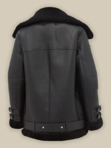 Women Pitch Black B3 Shearling Jacket - Image 2