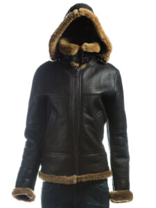 Women B3 Bomber Shearling Leather Jacket - Image 4