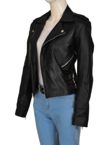 Women Stylish Biker Leather Jacket - Image 4