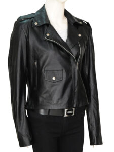 Black Biker Leather Jacket Women - Image 3