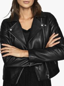 Women Basic Black Leather Jacket - Image 3