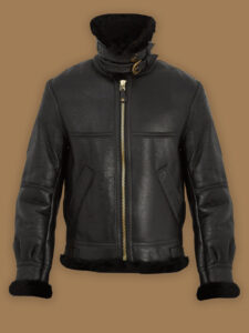 Women Pure Black B3 Shearling Jacket