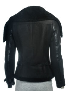 Women Sheepskin Oversized Collar Jacket - Image 2