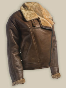 Women Brown Shearling Leather Jacket - Image 3
