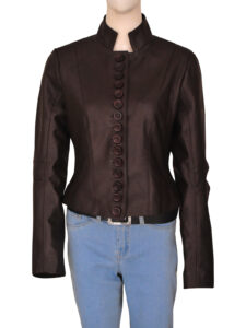 Women Brown Button Jacket - Image 5