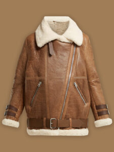 Women Light Brown Shearling Jacket