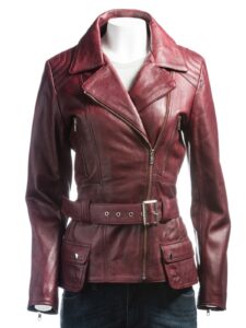 Women Burgundy Leather Jacket