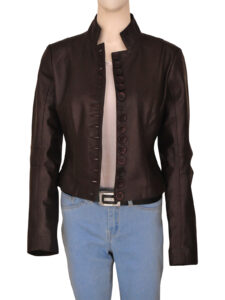 Women Brown Button Jacket