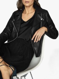 Women Basic Black Leather Jacket - Image 4