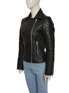 Jet Black Puffer Leather Jacket - Image 4