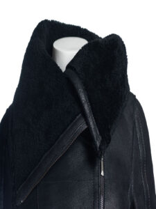 Women Sheepskin Oversized Collar Jacket - Image 4